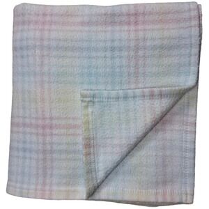Gerber White Baby Blanket Pink Yellow Blue Lines 30x40 Soft‎ Unisex Lovey